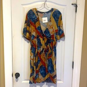 New Story Teller patchwork printed dress